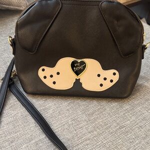 Betsey Johnson Black Crossbody Bag with Cream Heart Accent